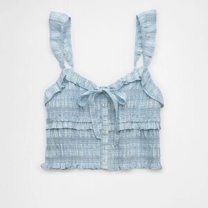 AE smocked ruffle baby blue tank Women’s‎ Size: Large NWT